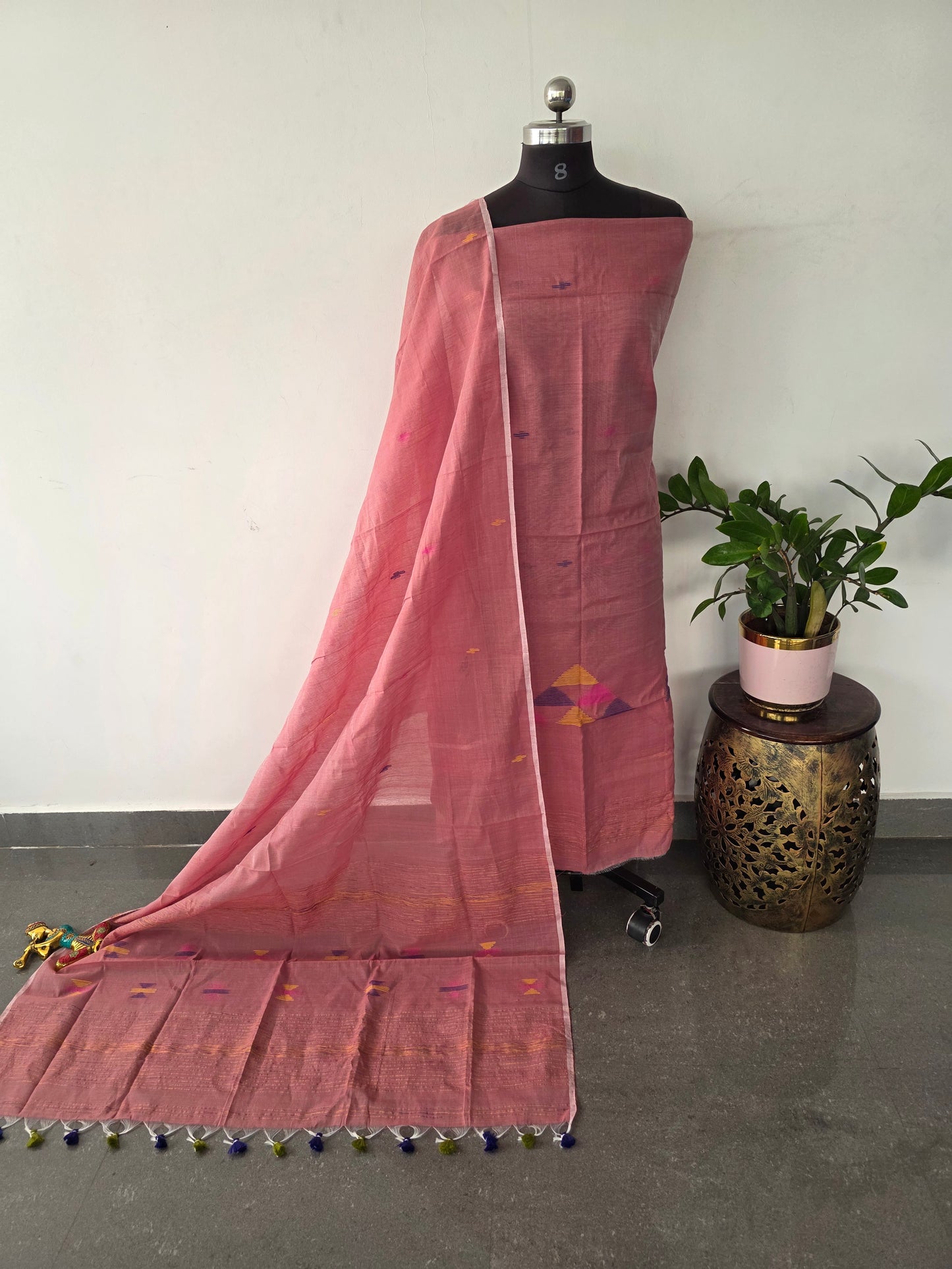 Semi muslin jamdhani salwar set - JMM466