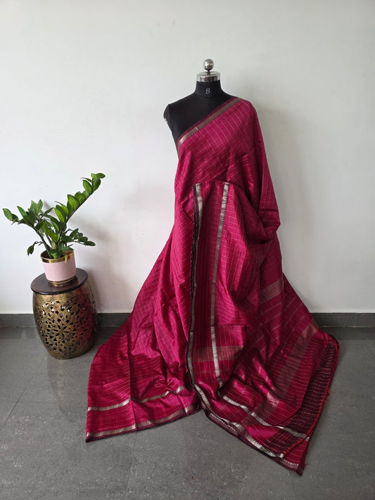 Premium checked semi mangalagiri pattu saree - MAA158