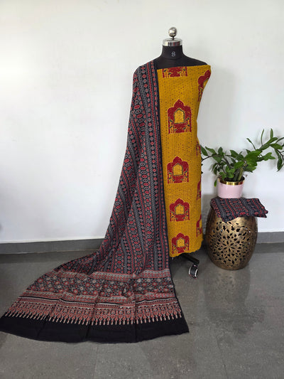 Handcrafted hakoba ajrakh cotton set - HZ123