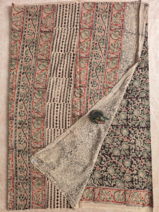 Handblock pure kalamkari cotton saree - HZ5