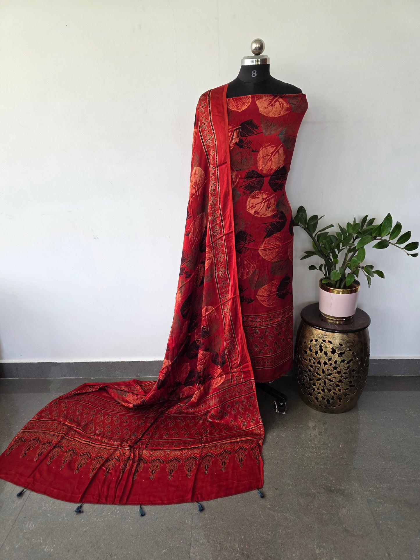 Handcrafted ajrakh modal silk set - HZ242