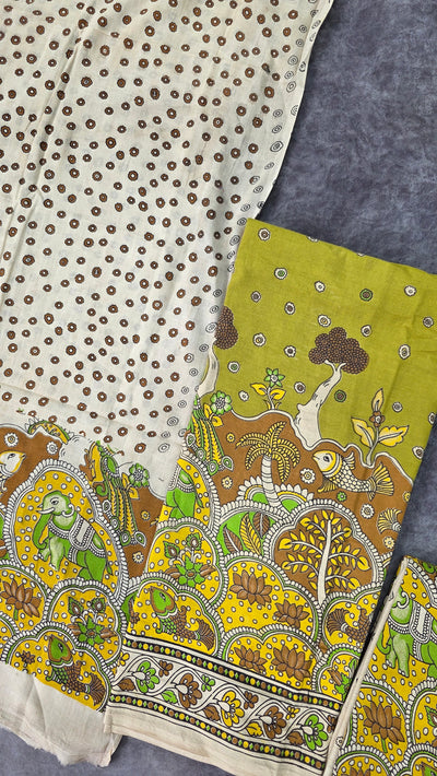 Handcrafted kalamkari cotton set (3 pc)-AK573