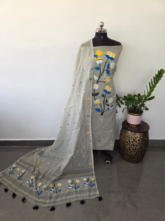 Premium Silk cotton jamdhani set  - AV264