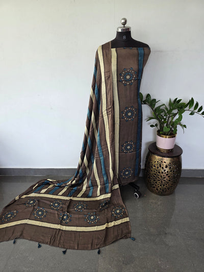 Handcrafted ajrakh modal silk set - HZ223