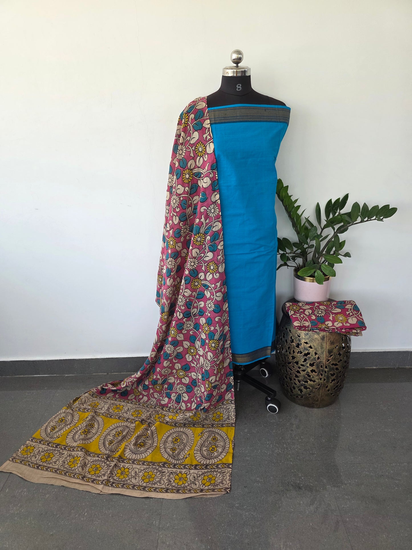 Fusion mangalagiri cotton with kalamkari salwar set - AK44