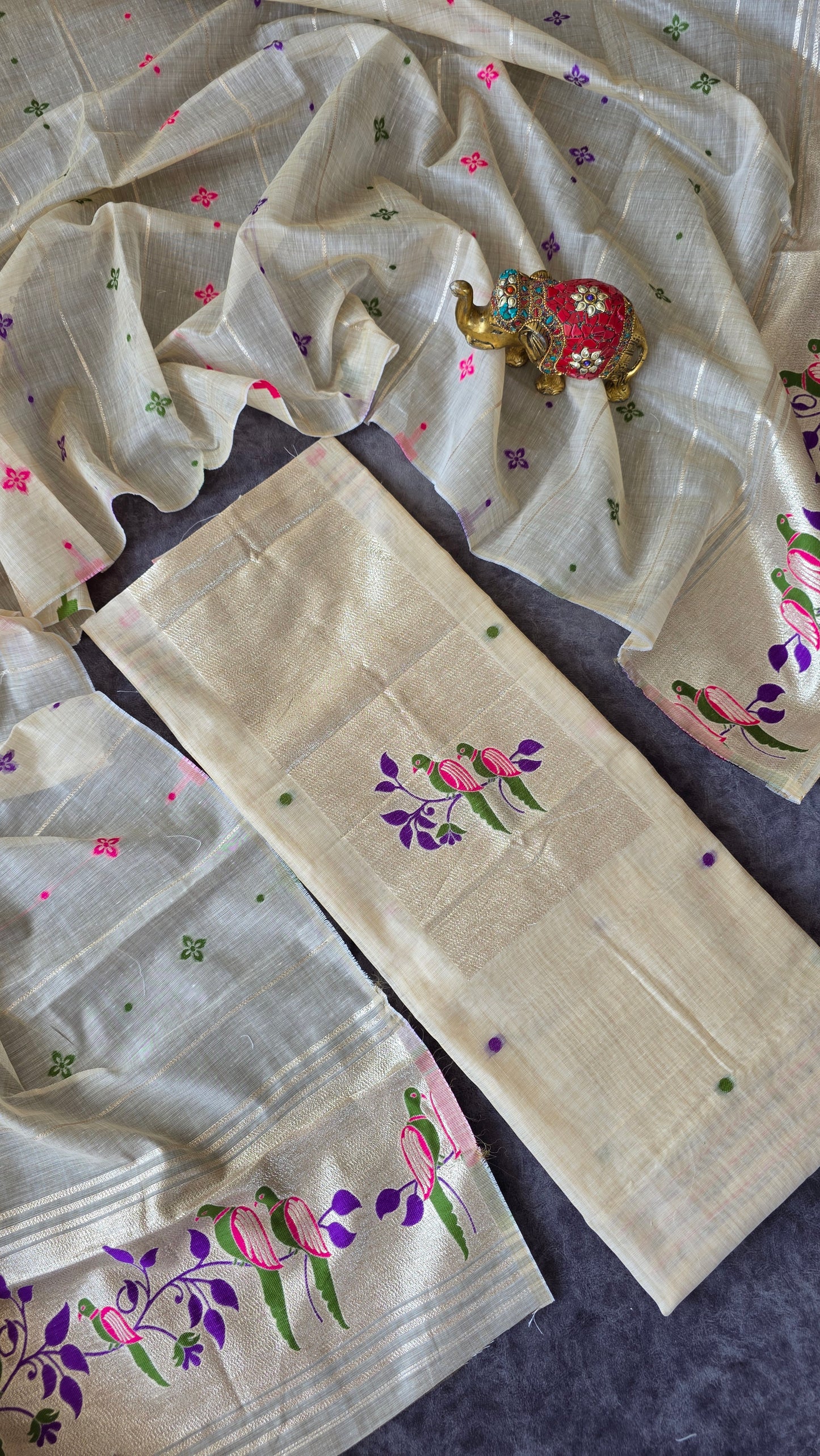 Fancy silk cotton paithani jamdhani set - HG4