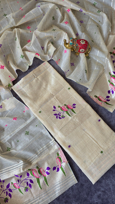 Fancy silk cotton paithani jamdhani set - HG4