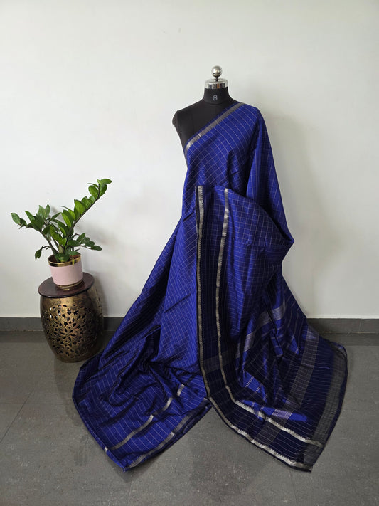 Premium checked semi mangalagiri pattu saree - MAA160