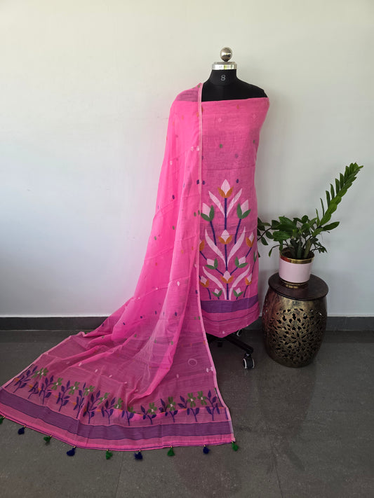 Premium Silk cotton jamdhani set  - AV252