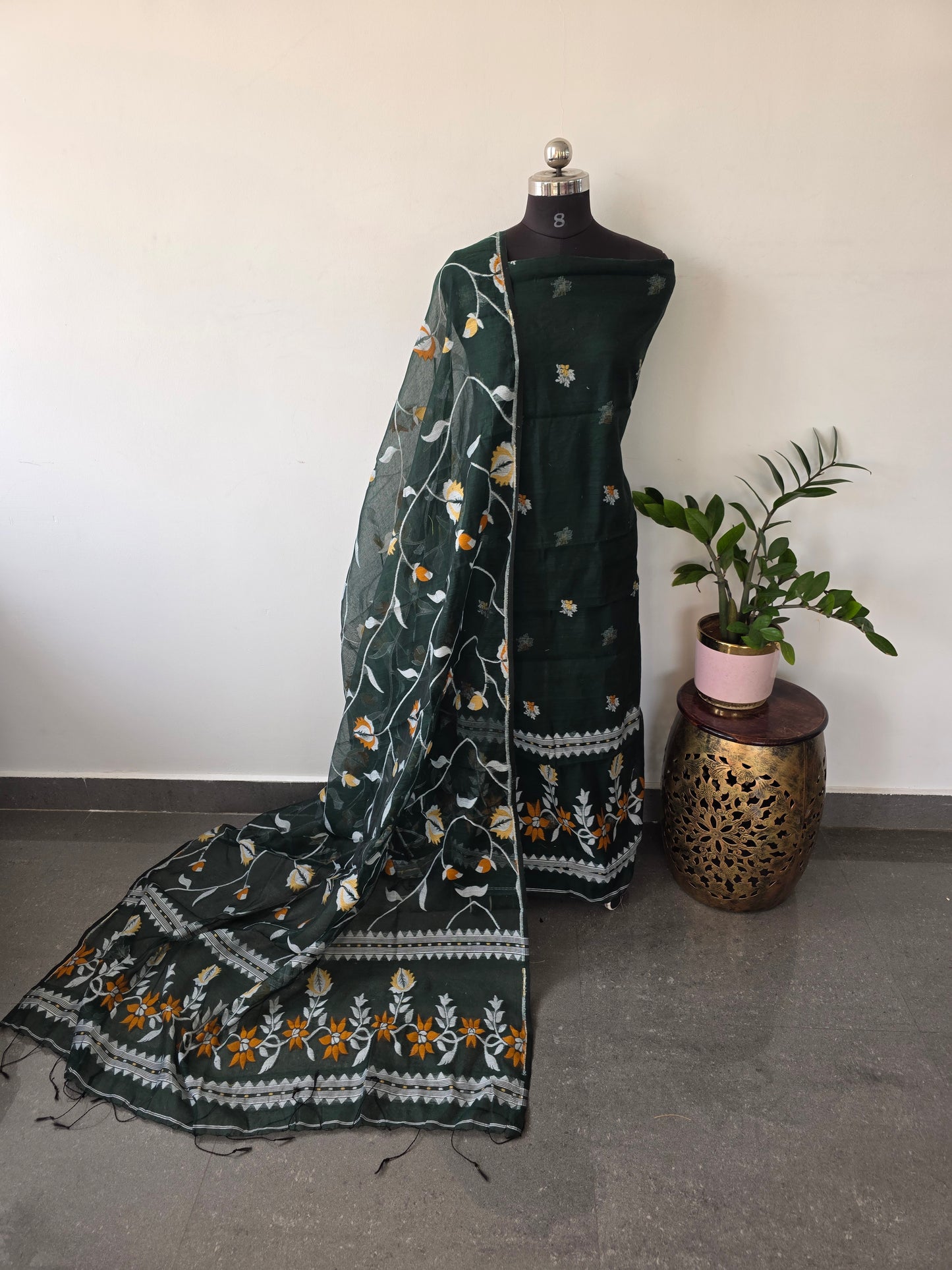 Silk cotton jamdhani set - AV84