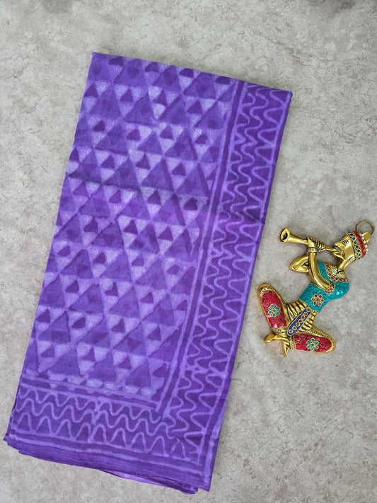 Handblock Jaipuri pure cotton saree - JA542