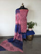 Handblock soft silk set with georgette shawl- GE258
