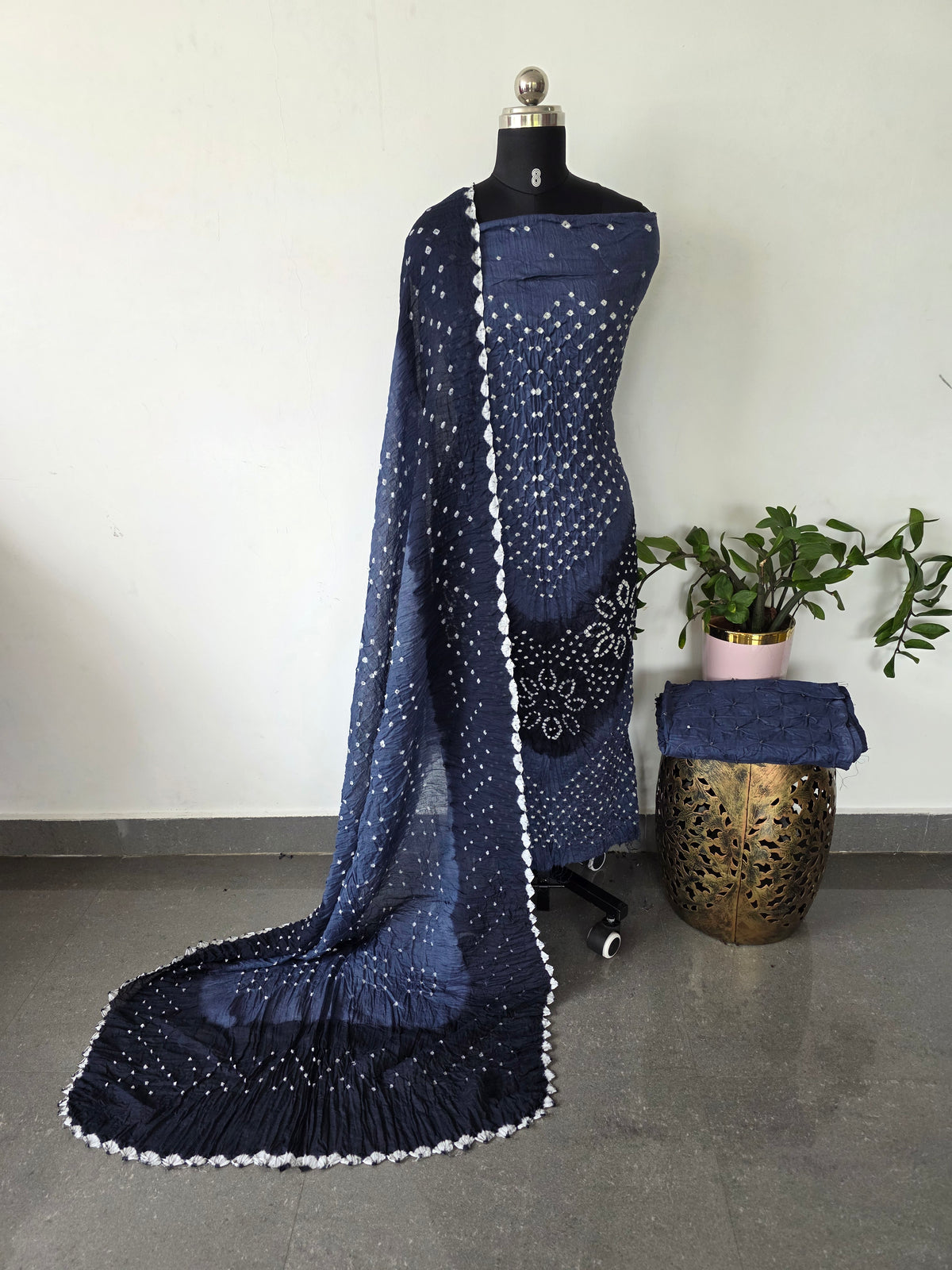 Handcrafted bandhani cotton set  -B168