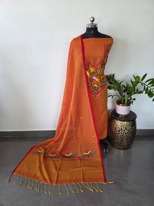 Handloom Mul cotton paithani jamdhani set- JMM295