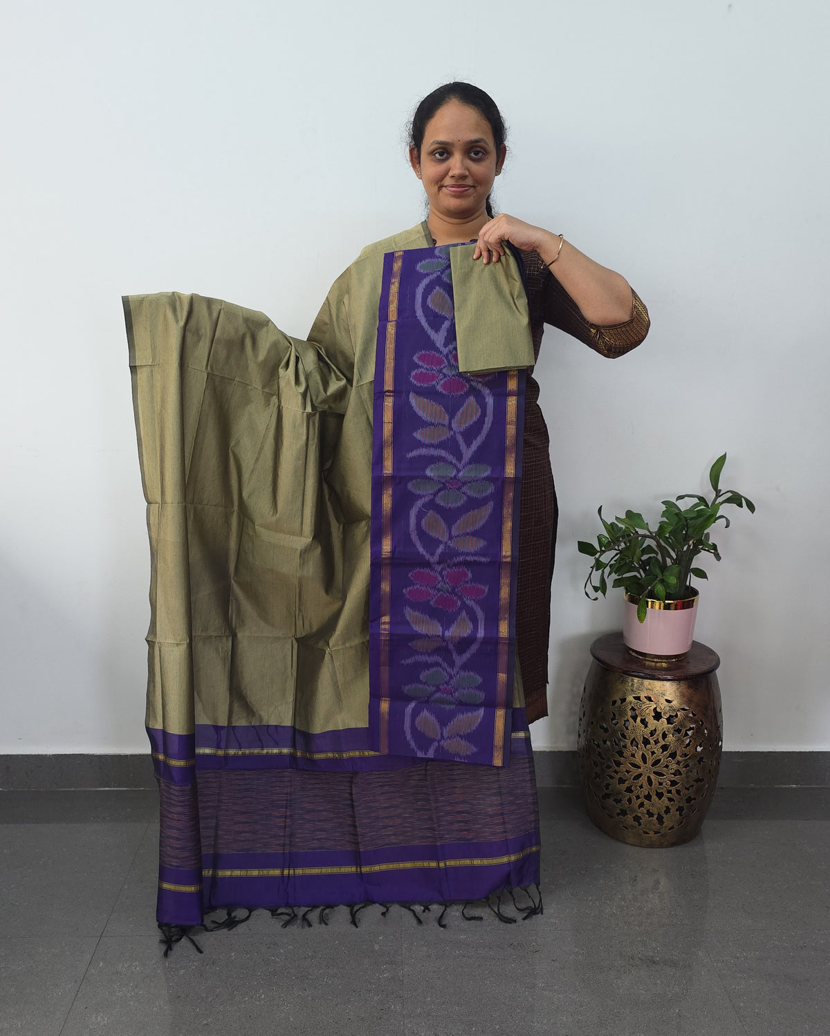 Pochampally sico set with ikkat damn -SZ408