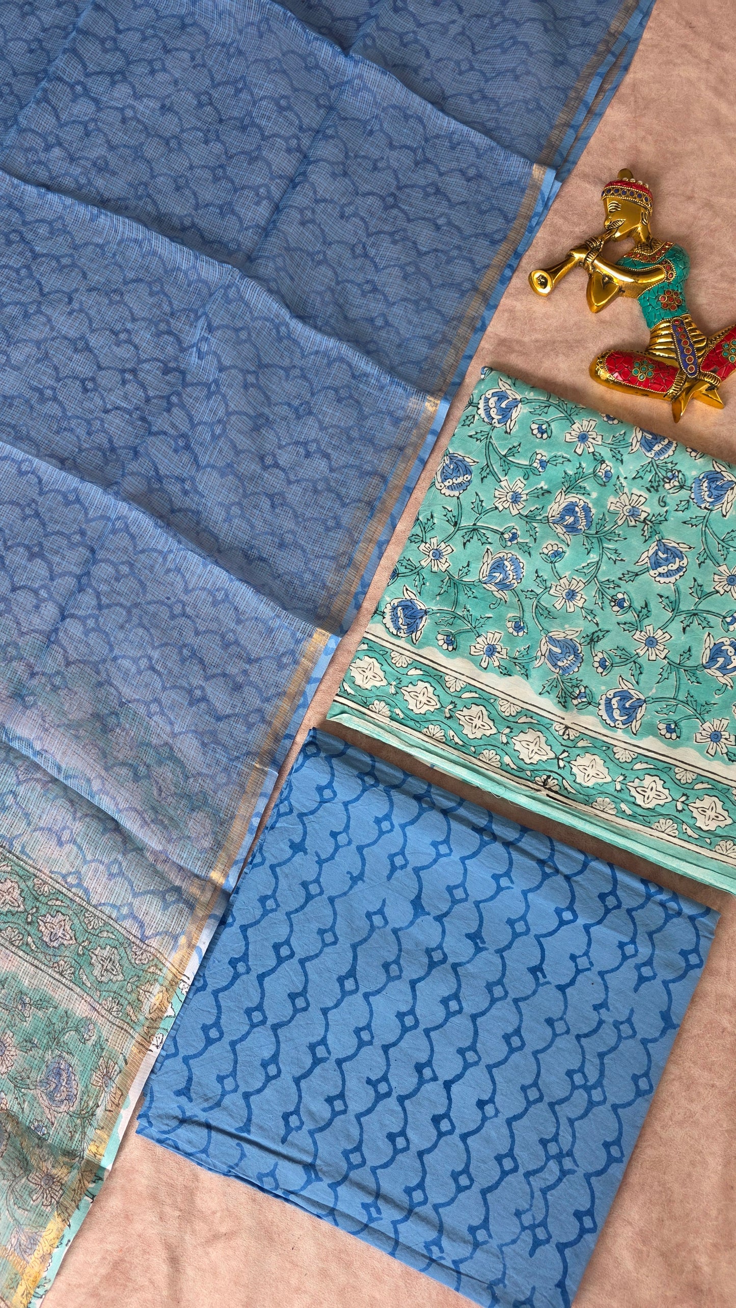 Handblock Jaipuri cotton with Kota shawl - JA768