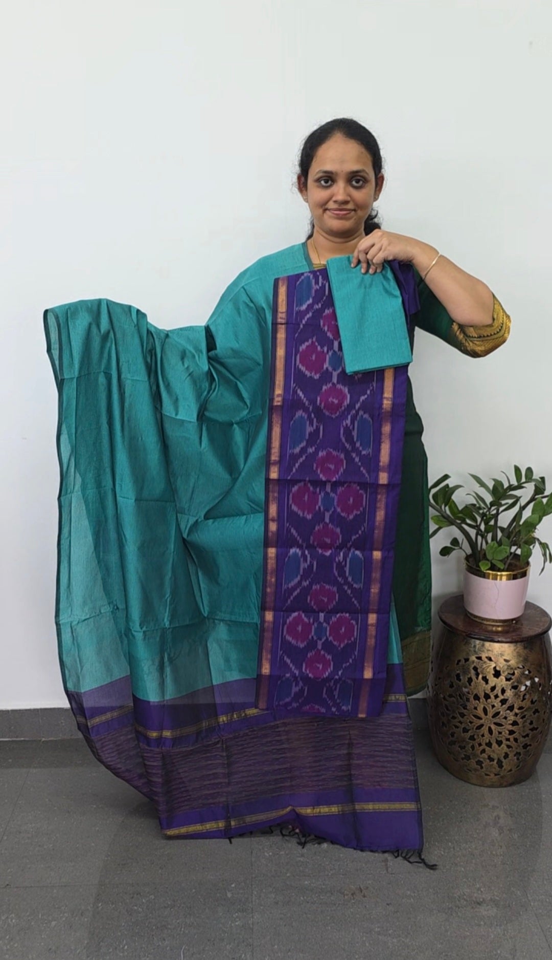 Pochampally sico set with ikkat damn -SD397