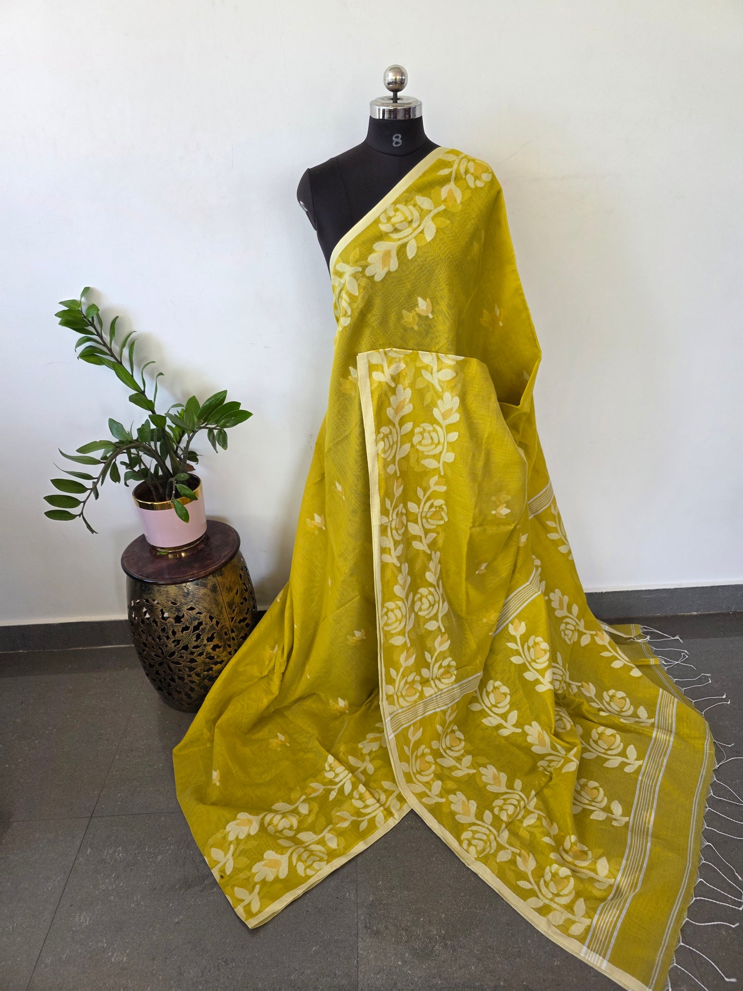Silk cotton jamdhani saree  - BB184
