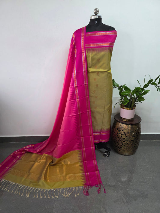 Gadwal border soft silk salwar set - GS12