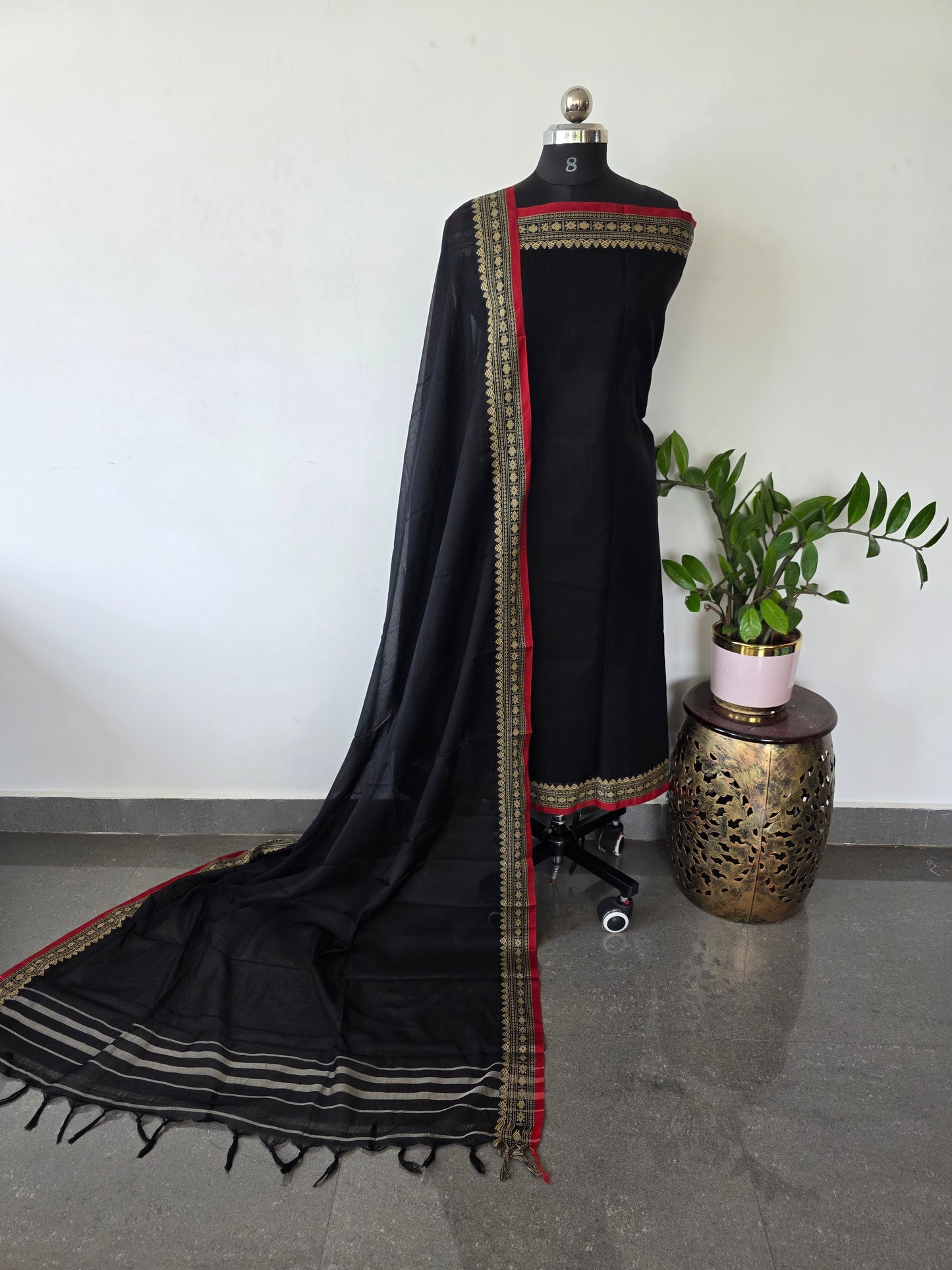 Mercerised  narayanapet salwar set  (4.5 meters)(black)- NA355