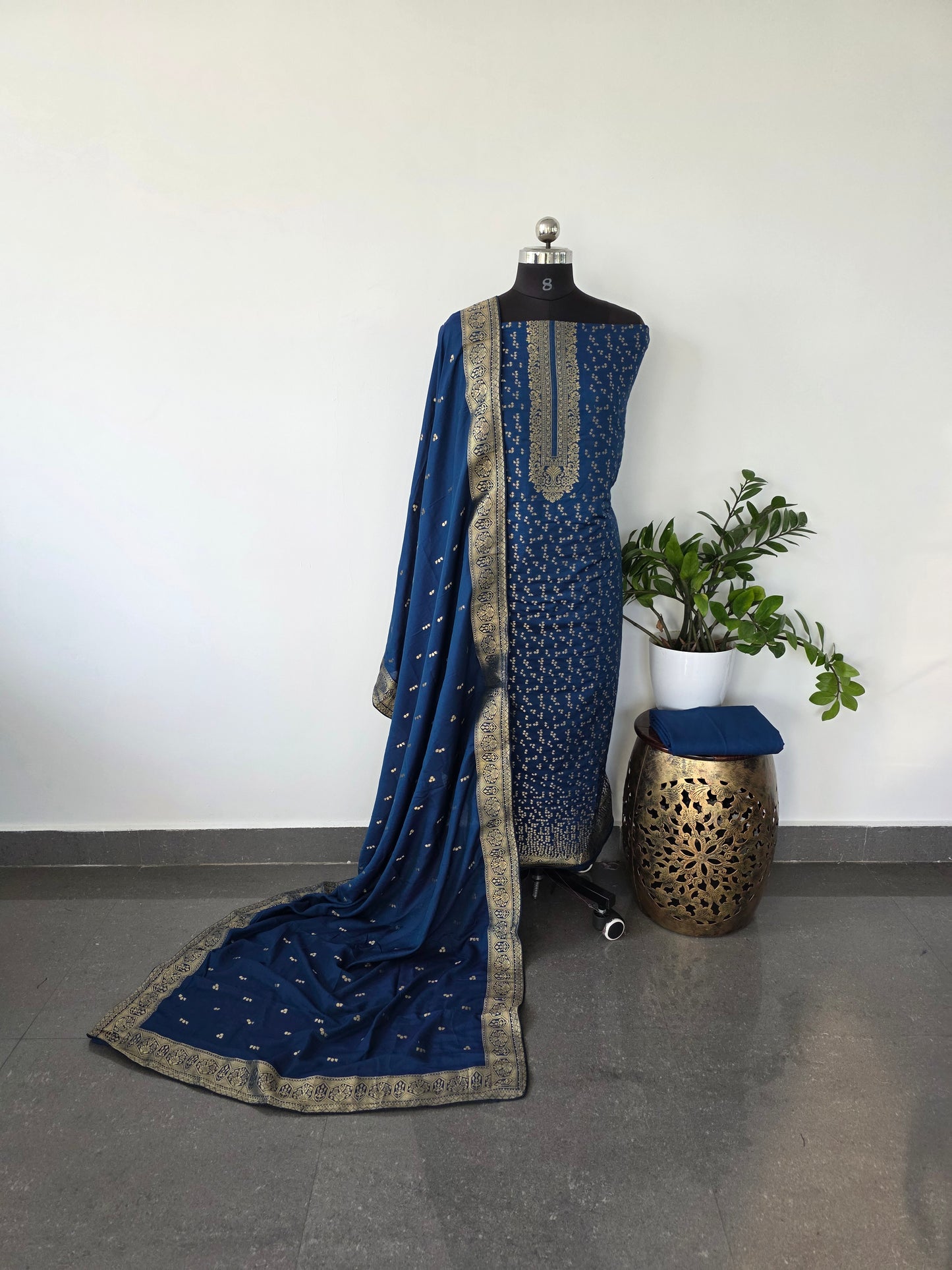 Premium Banarasi soft silk set - blue