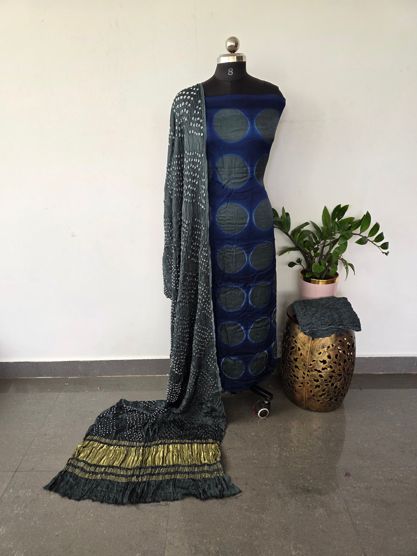 Handcrafted clap-dyed bandhani modal salwar set -BN100