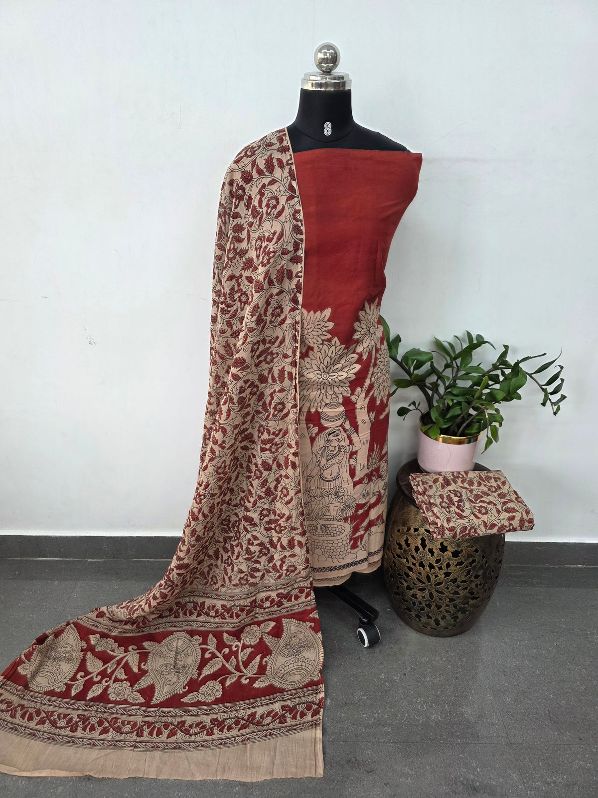 Handcrafted kalamkari cotton set (3 pc)-AK575