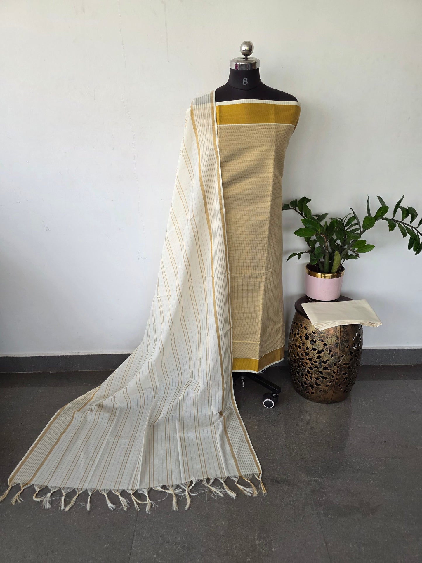 Kerala kasavu checked salwar set - KK1