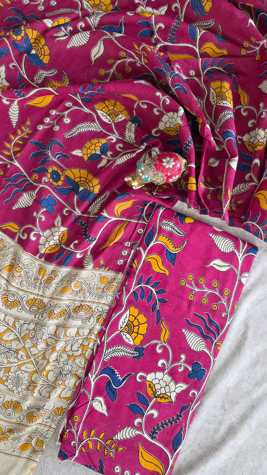 Authentic pure kalamkari cotton set ( 2 pc set )- AK260