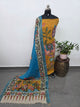Kalahasthi Handcrafted Penkalamkari bangalore silk set -KH254
