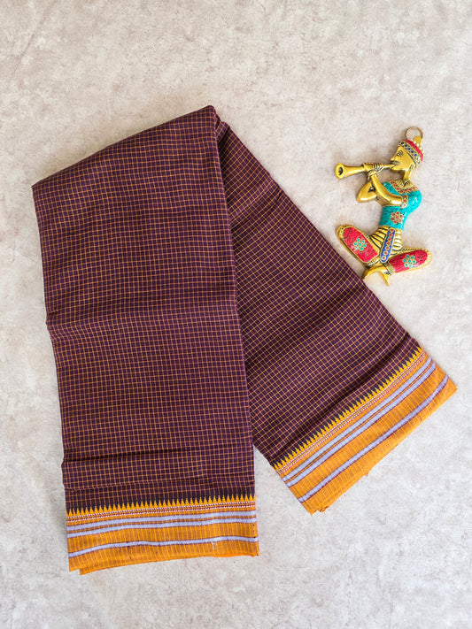 Mercerised checked narayanapet saree - NA196