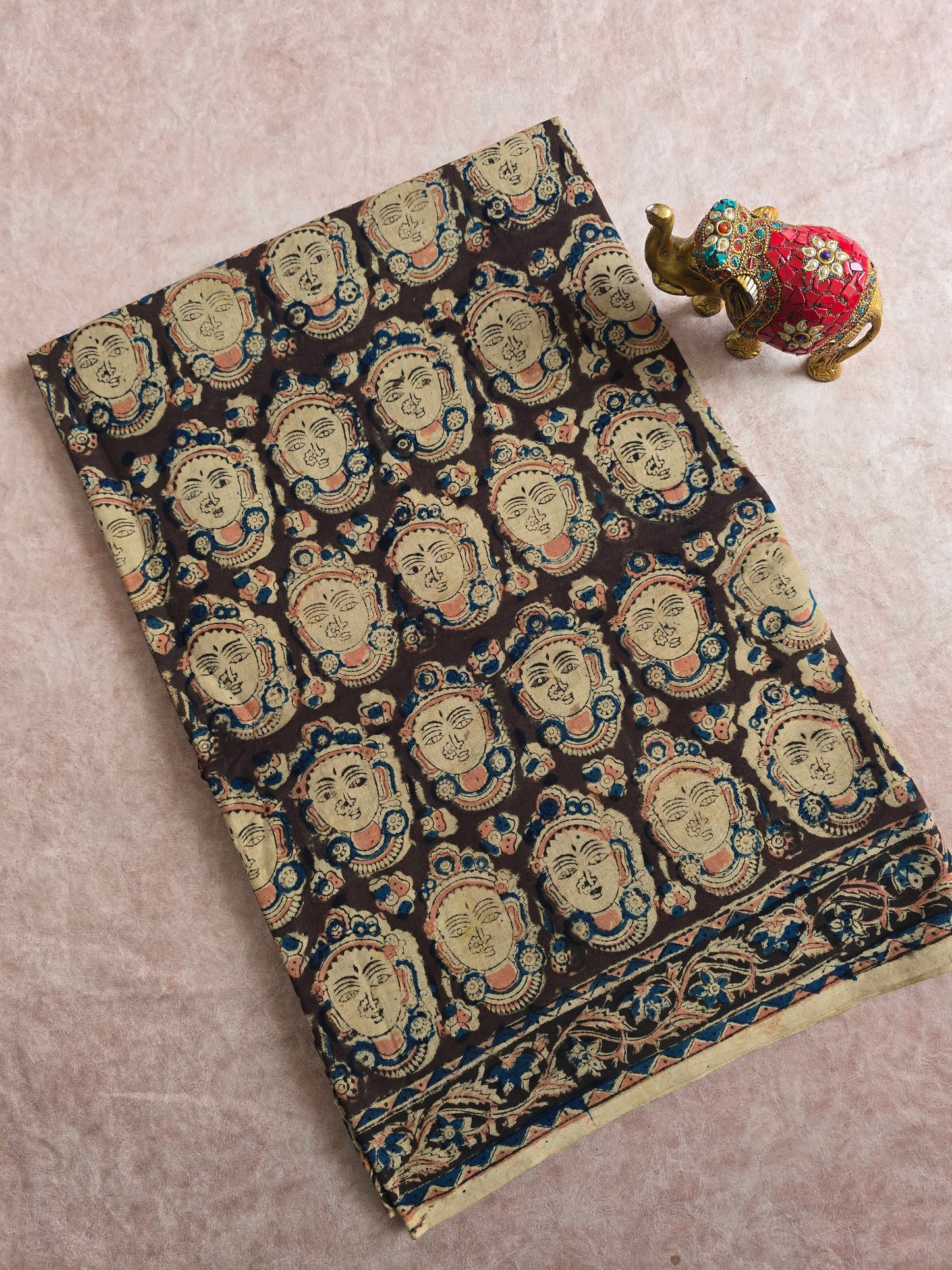 Handblock pure kalamkari cotton saree - HZ11