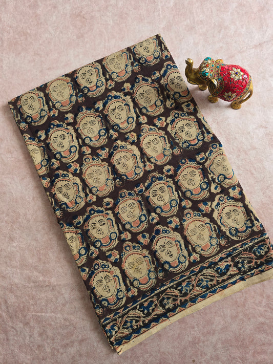 Handblock pure kalamkari cotton saree - HZ11