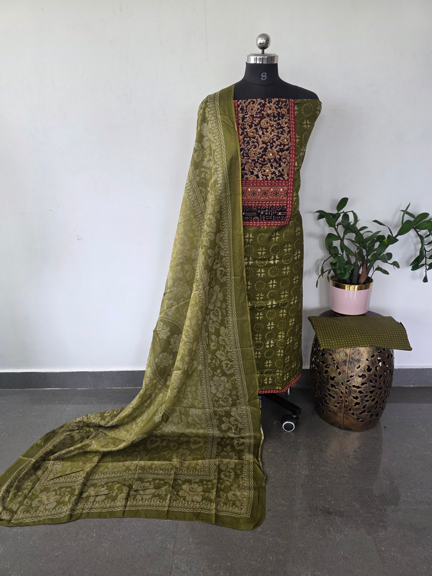 Premium cotton with kalamkari yoke set-SA18