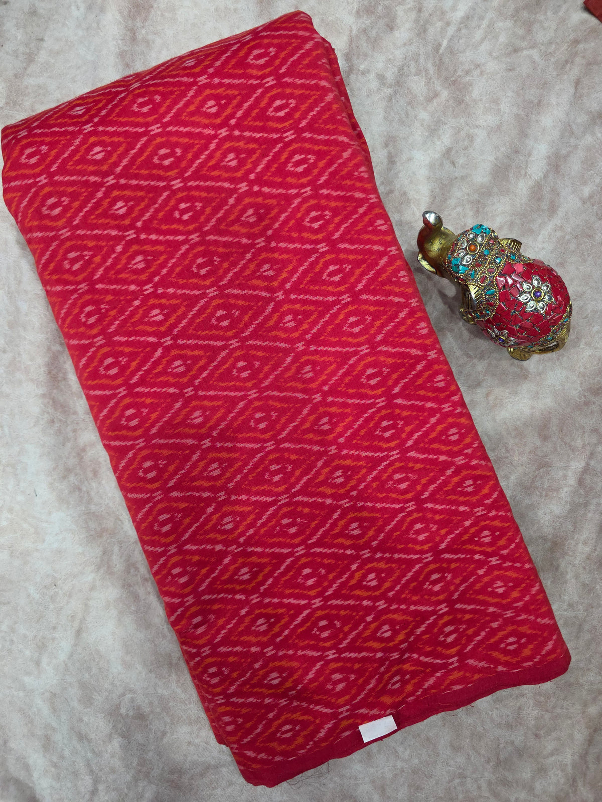 Pochampally sico pattu ikkat silk running fabric -WW138