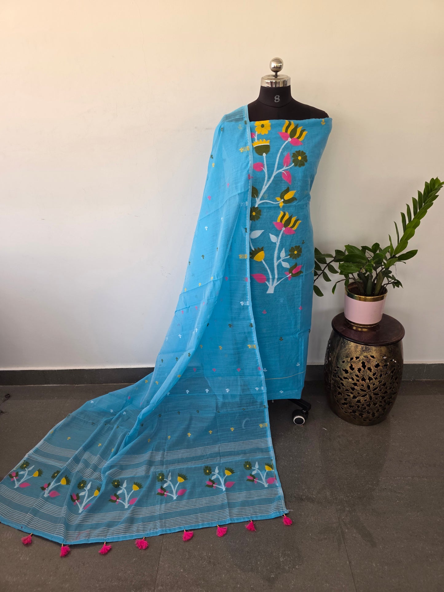 Premium Silk cotton jamdhani set  - AV266