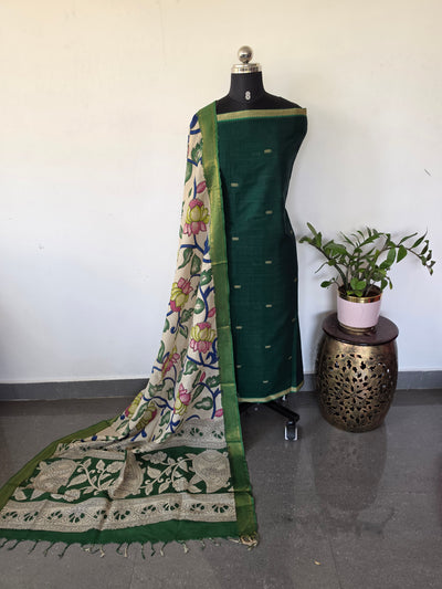 Fusion Narayanapet with handcrafted chennuri silk kalamkari duppatta -NA687