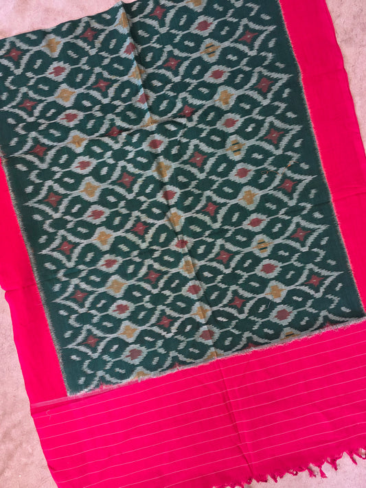 Handloom  mercerised weft ikkat duppatta  - KK141