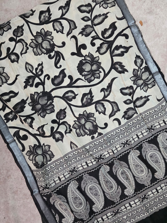 Pure chennuri kalamkari silk duppatta  - KAA11