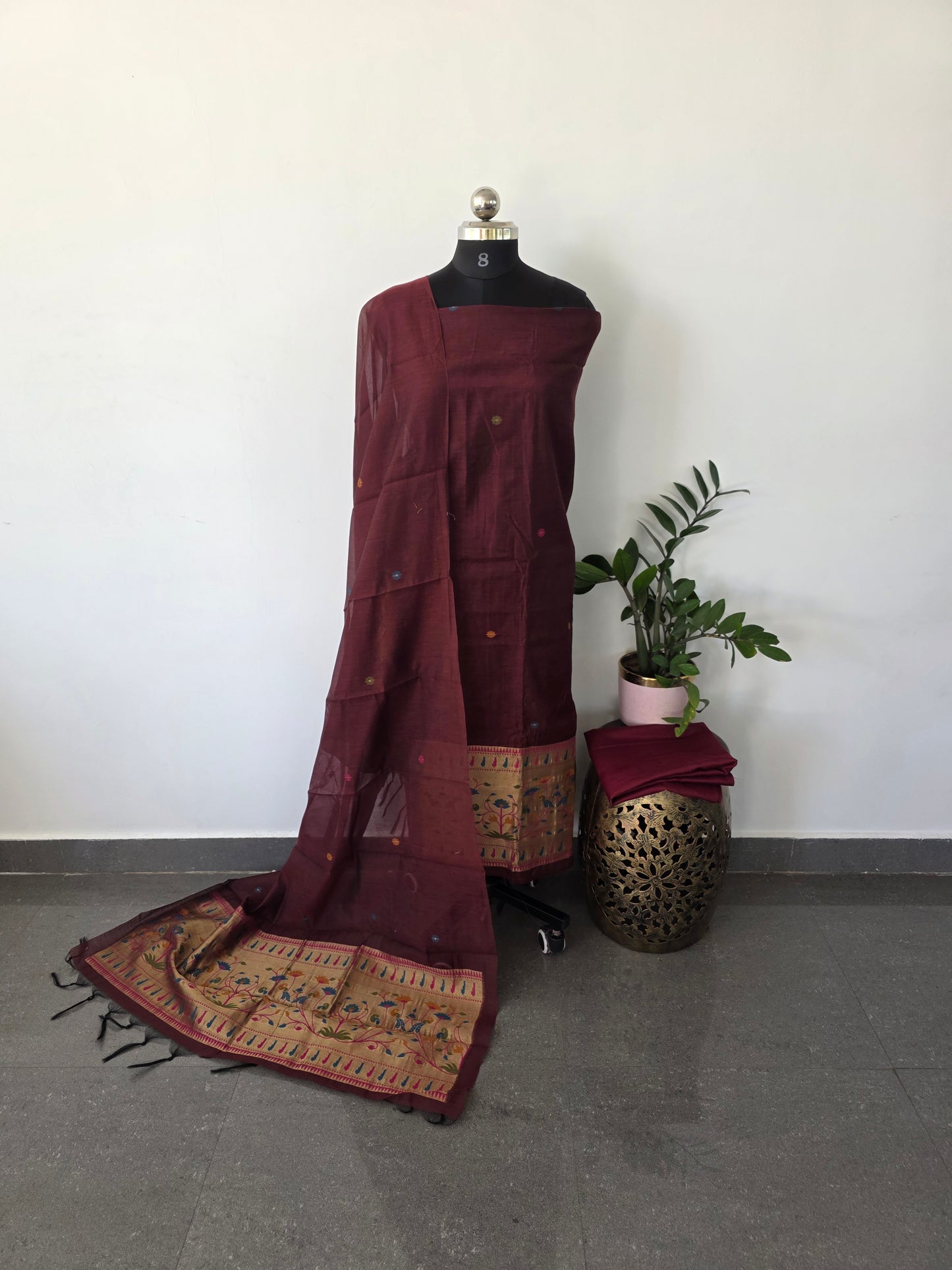 Premium jamdhani paithani silk cotton set - X13