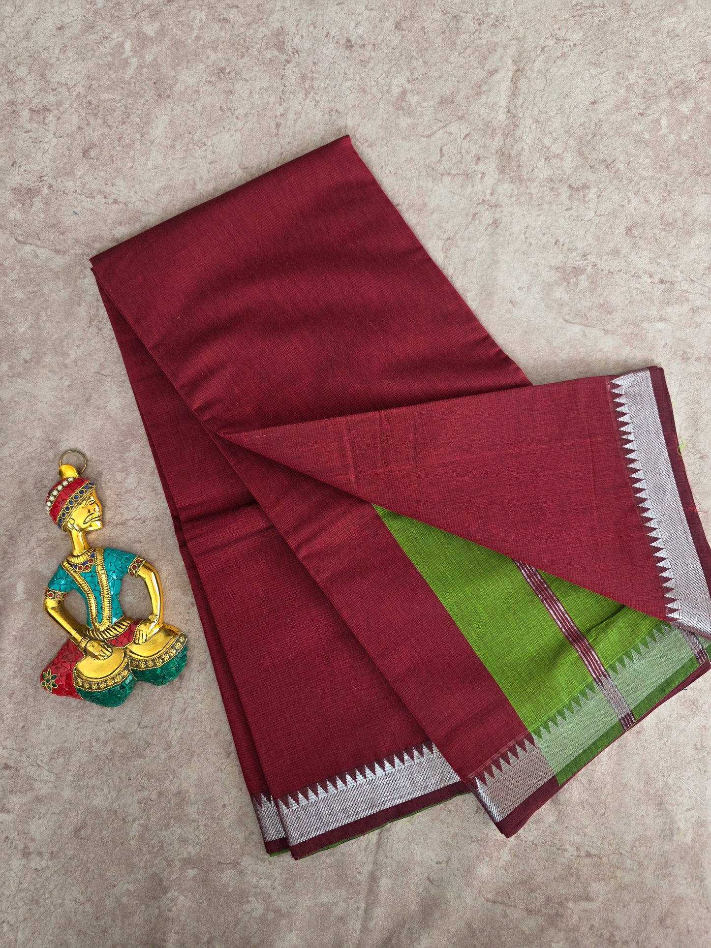 South cotton saree with metallic border - MAA183