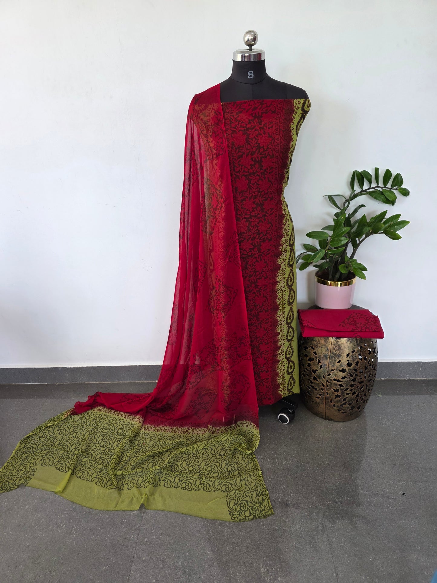 Handblock georgette salwar set - GE167