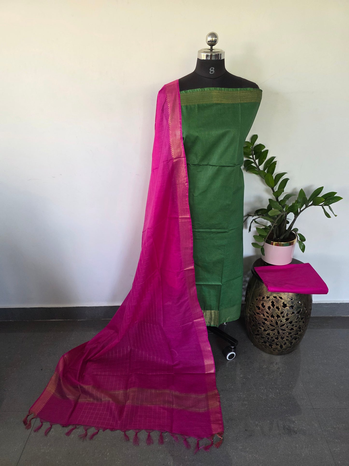 Bhagalpuri fusion mangalagiri silk set - BA164