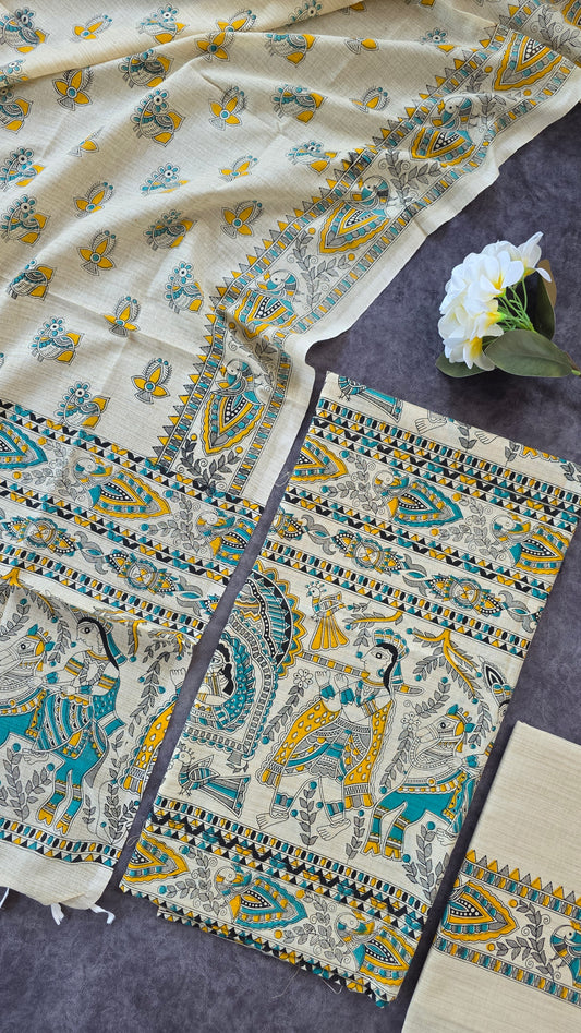 Bhagalpuri khadi cotton Madhubani salwar set - BA11