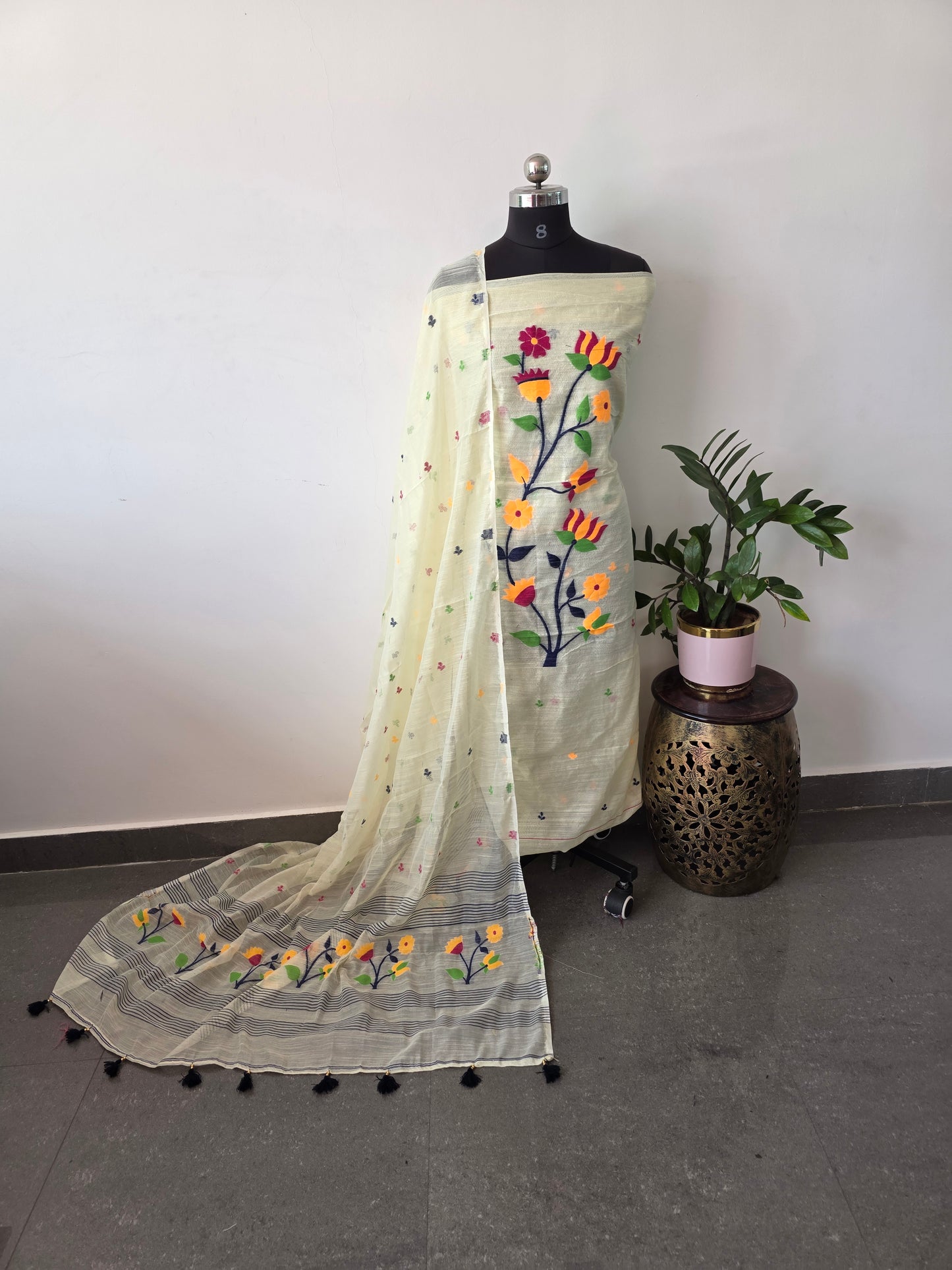 Premium silk cotton jamdhani set - AV58