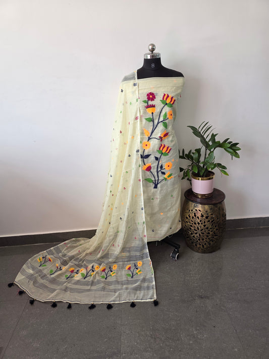 Premium silk cotton jamdhani set - AV58