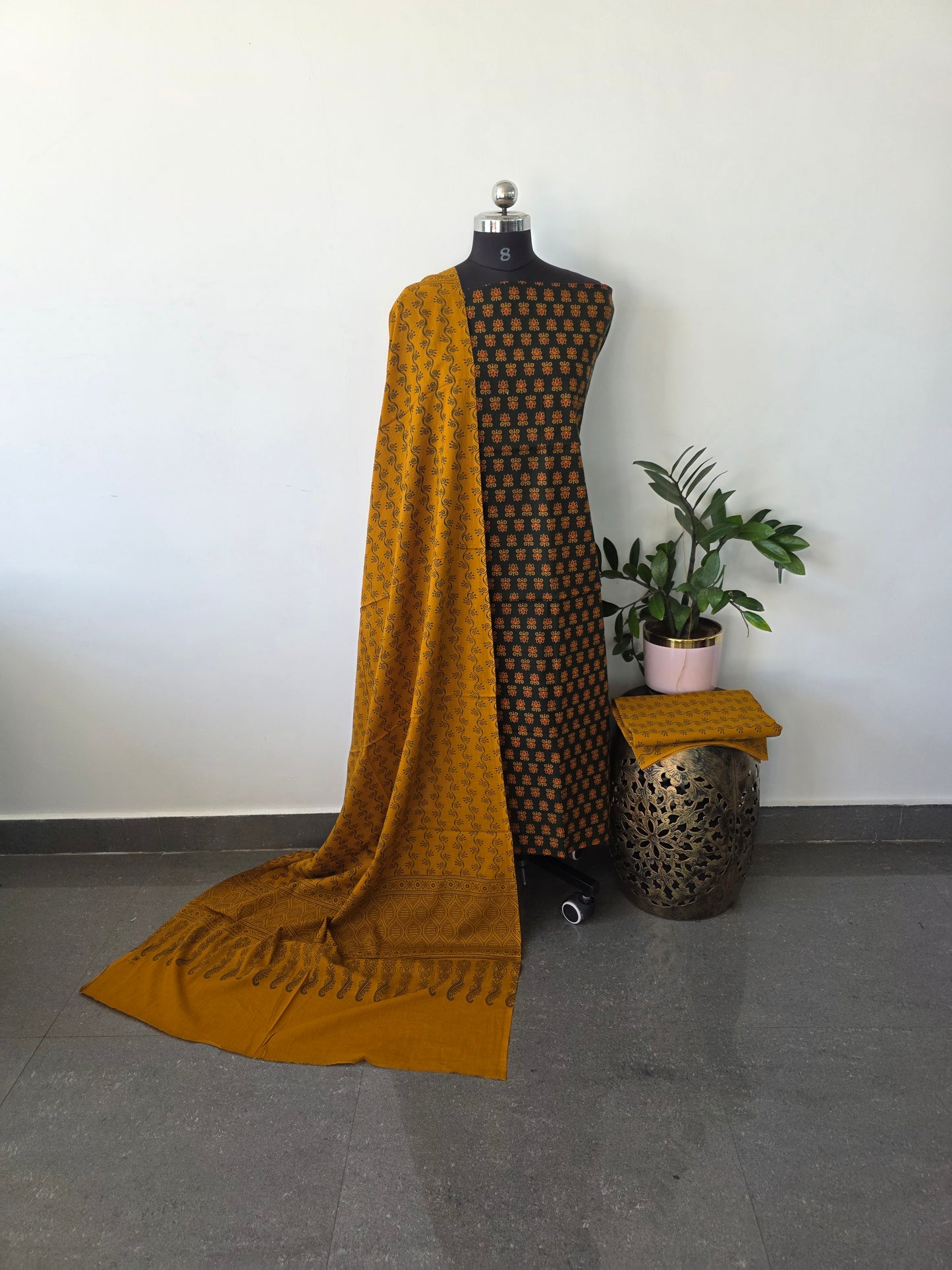 Heavy ajrakh cotton set  - Gu7