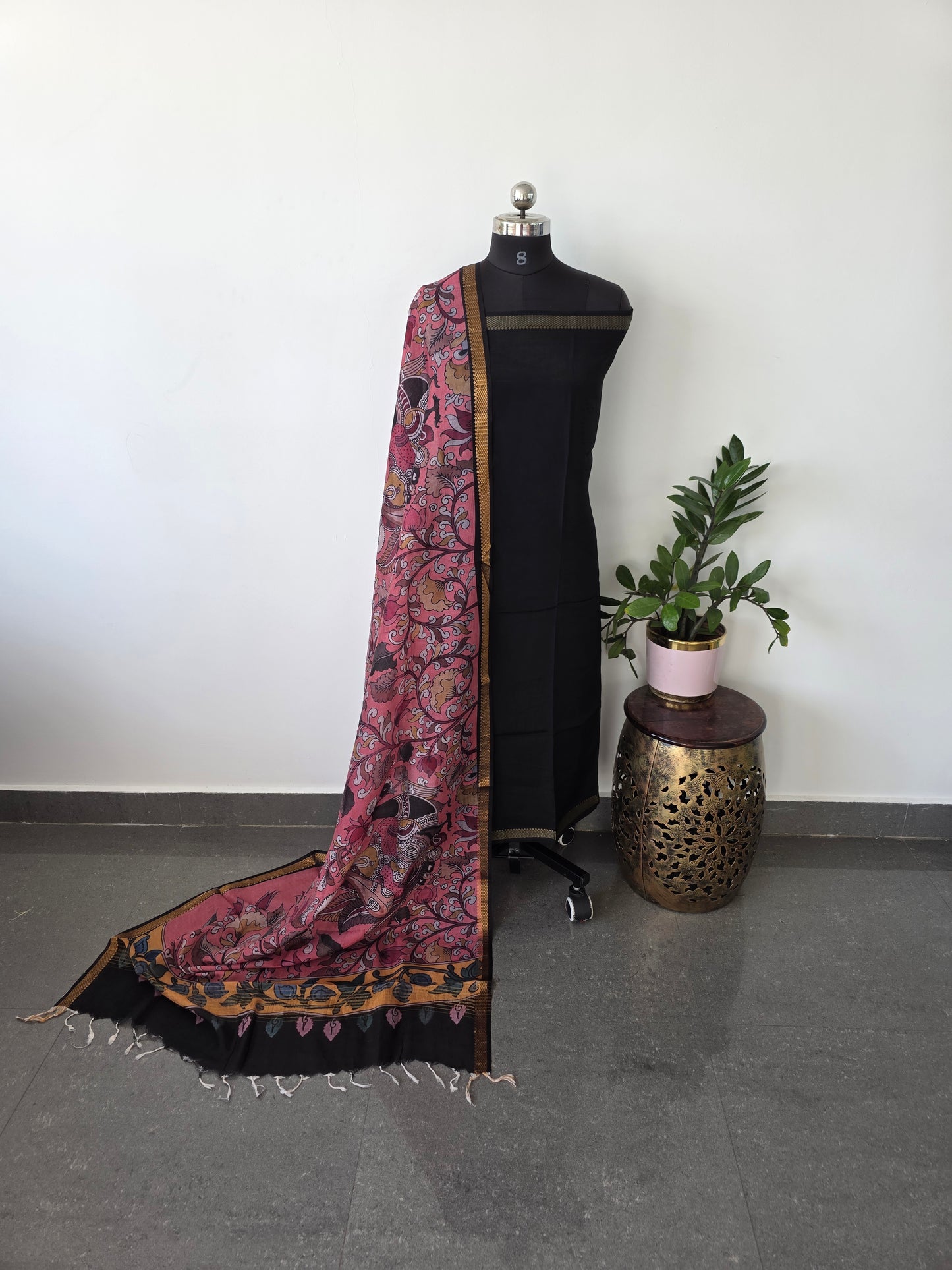 Pure mangalagiri silk top with pure soft mangalagiri digital silk shawl - MD2