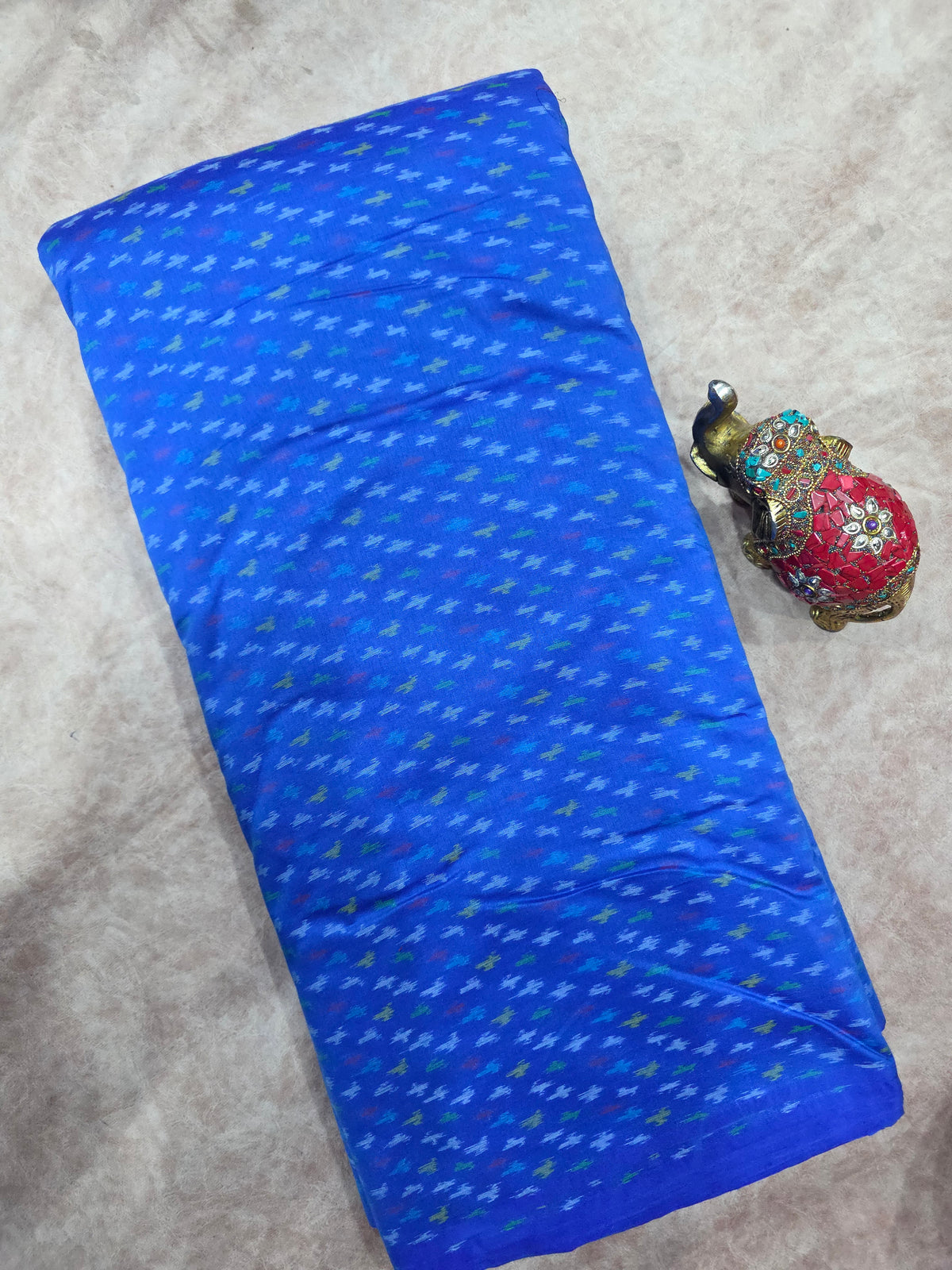Pochampally sico pattu ikkat silk running fabric - WW137