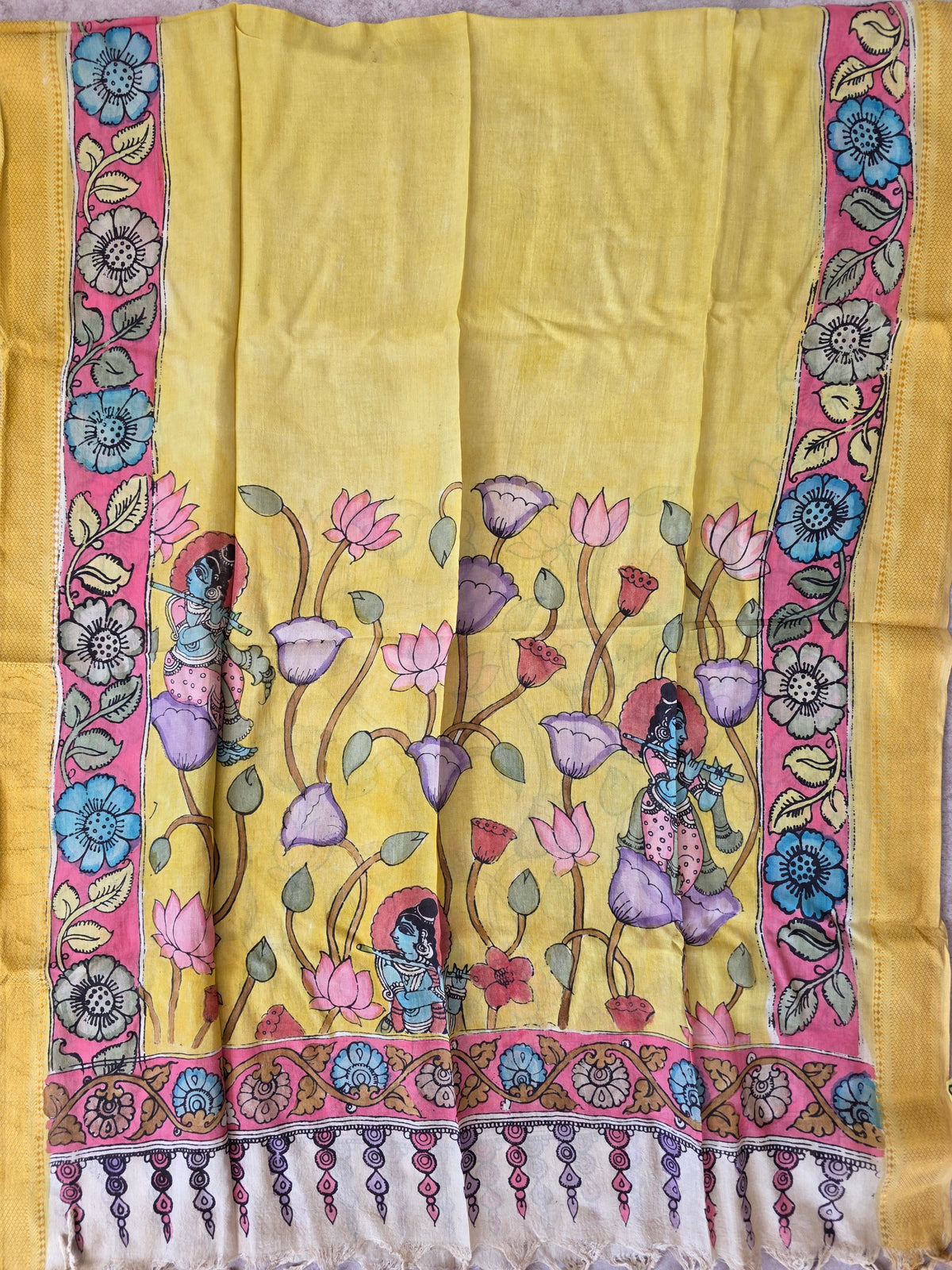 Handcrafted Penkalamkari bangalore silk set -KH230
